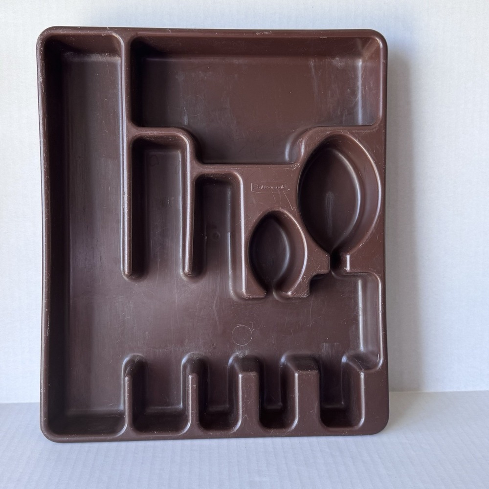 Vintage Rubbermaid Plastic Silverware Drawer Organizer Tray 2922 Brown